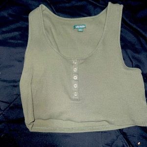 Army green tank crop shirt